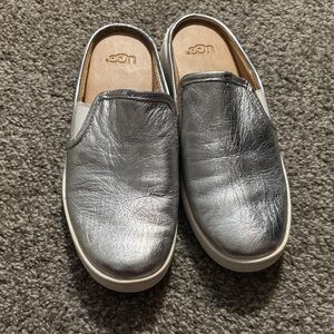 UGG Metallic Silver Slip-On Mules
